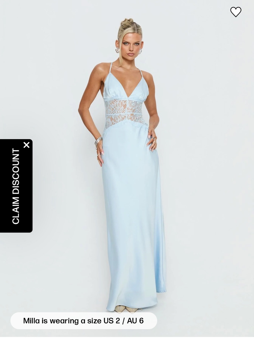 Princess Polly Light Blue Strapless Lace-Inset Maxi Dress